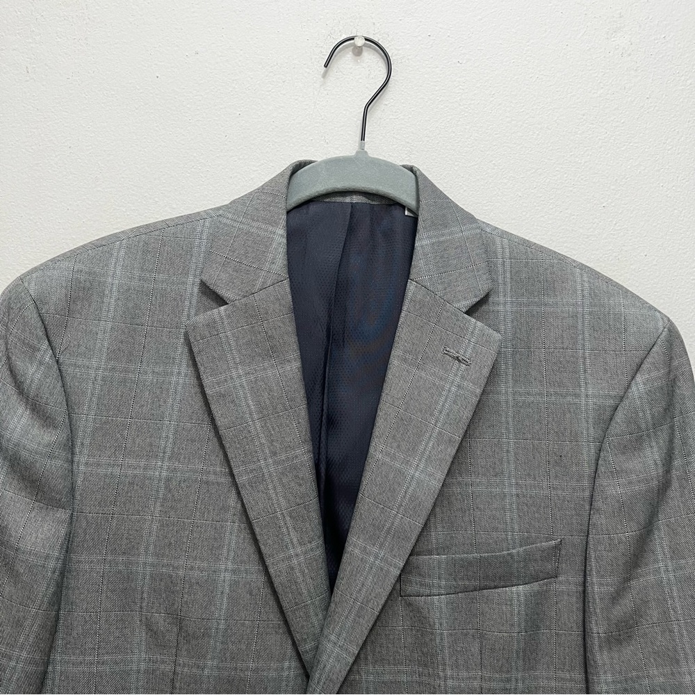 $30 SALE Michael Kors Mens Gray Windowpane Designer Blazer Sz 38 Regular Fit - Picture 4 of 13